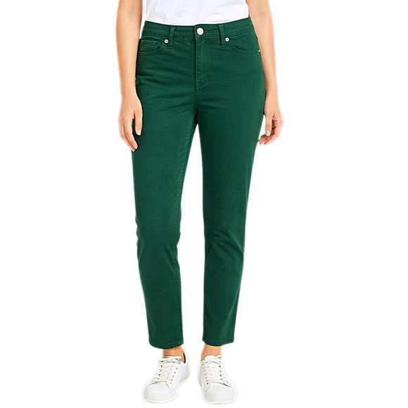 crown & ivy Deep Green High-Rise Skinny Ankle Jeans - #LF0008 - Picture 1 of 3